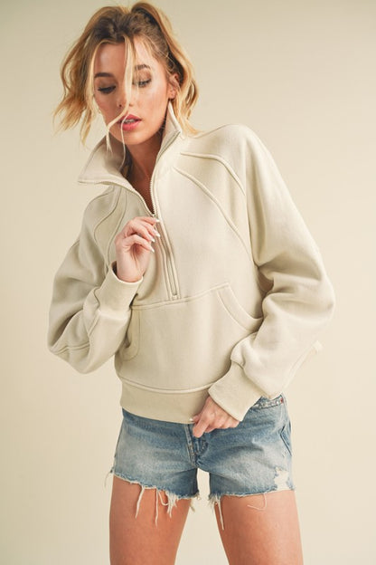 Dove Funnel Neck Half Zip