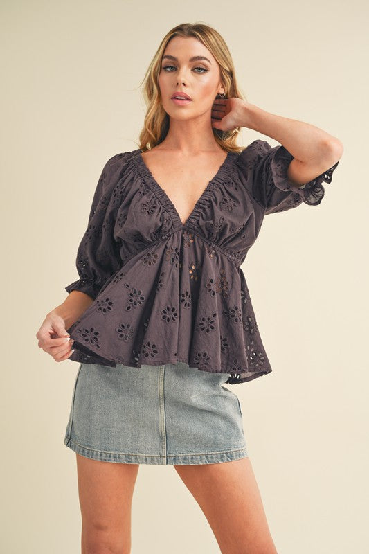 Hazle Eyelet Embroidered Top