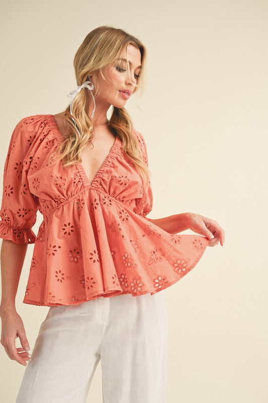 Hazle Eyelet Embroidered Top