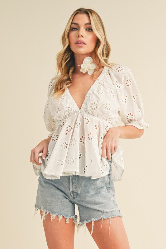 Hazle Eyelet Embroidered Top