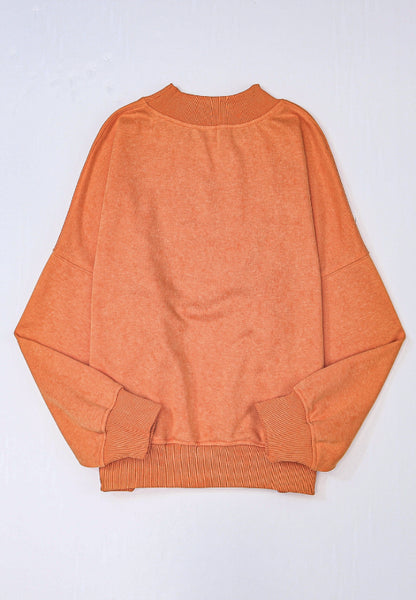 Mock Neck Dropped Shoulder Sweatshirt